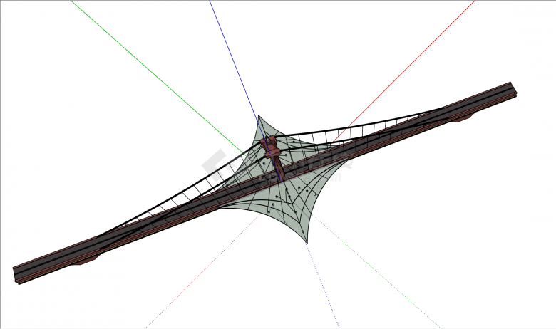 现代美式经典大型悬索桥su模型-图二