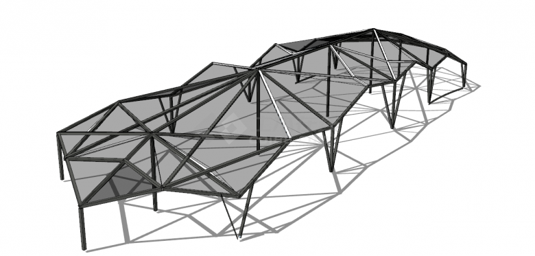 现代创意玻璃顶自行车棚su模型-图二