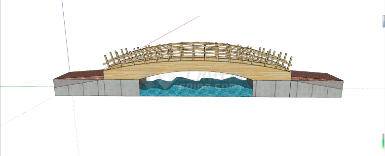 下承式简单体系木拱桥su模型-图二