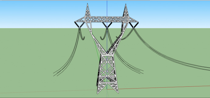 现代大型高压三角电力线铁塔su模型 _图1