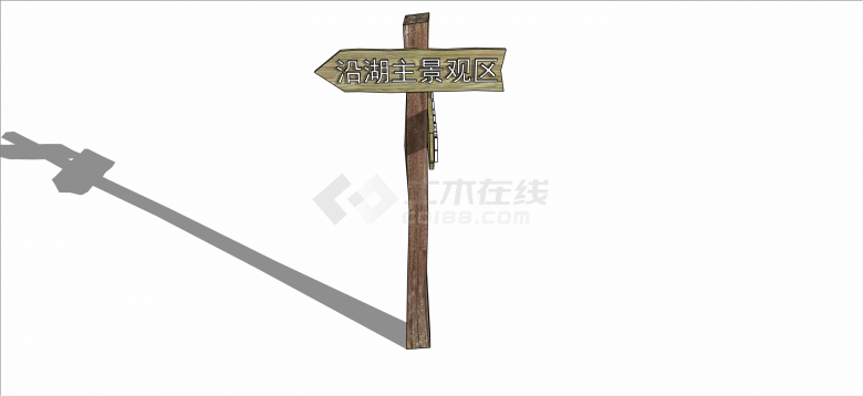 中式木质景区路口入口标识su模型-图二