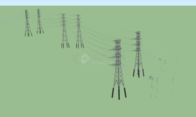 多座银色电力线铁塔su模型-图二