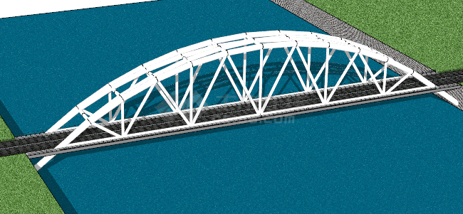 白色线条现代风格桥su模型-图二