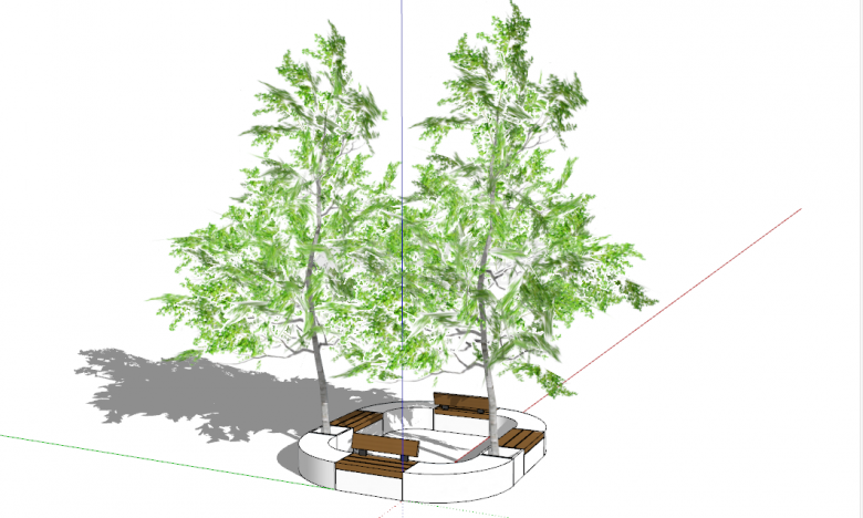木质的现代化创意树池座椅su模型-图二