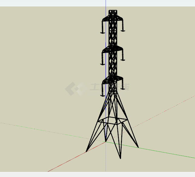 简约大气电力线铁塔su模型-图二