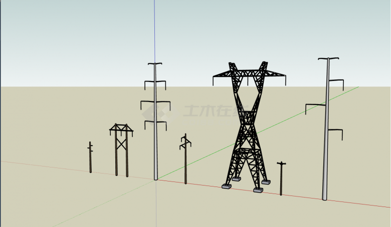 多种小型电力线铁塔su模型-图二