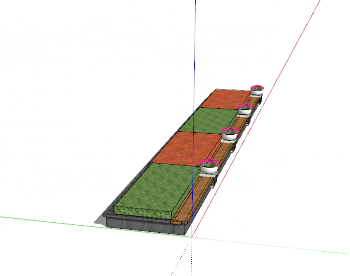 长形红绿交错方形树池su模型_图1