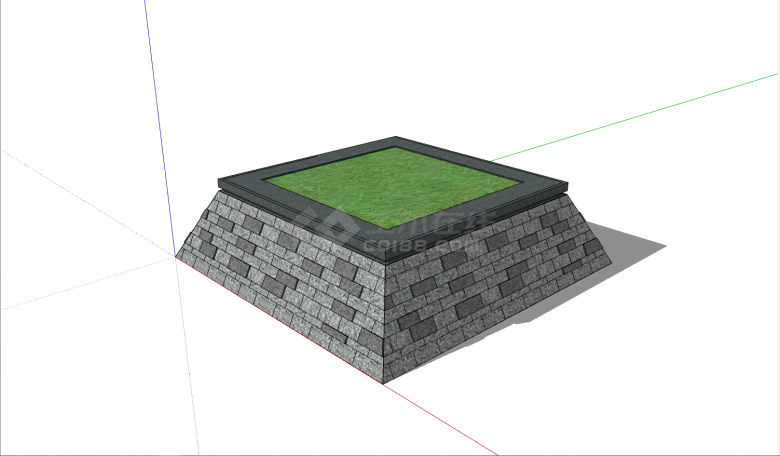 灰色不规则方形树池su模型-图二