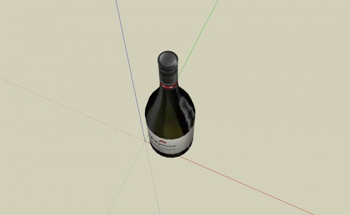 半透明瓶身黑色瓶盖葡萄酒酒瓶su模型_图1