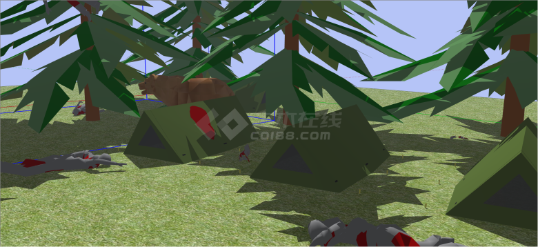 现代绿色经典三角形帐篷su模型-图二