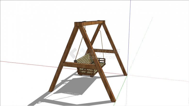 棕色的长条座椅的秋千椅子su模型-图二