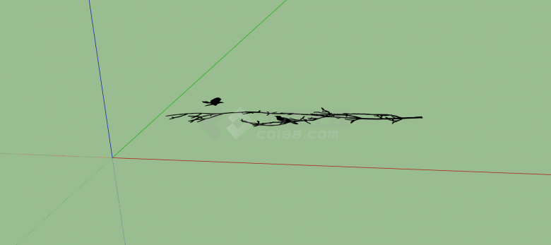 水墨画风生动的树枝上的小鸟2Dsu模型-图二