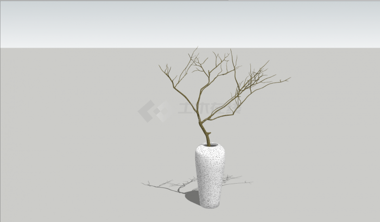 简约白色花瓶景观植物su模型-图二