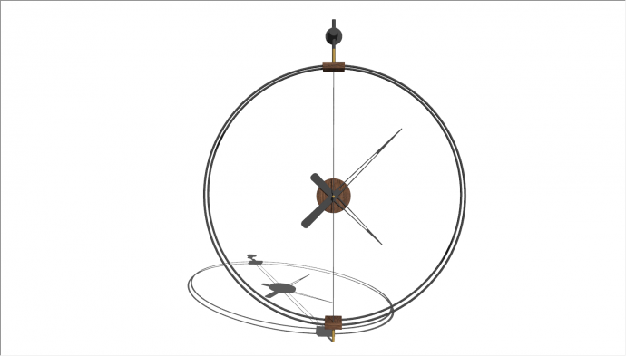 北欧双环时钟装饰摆件su模型_图1