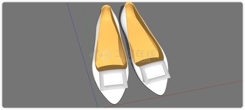 白色面黄色内衬鞋子SU模型-图一
