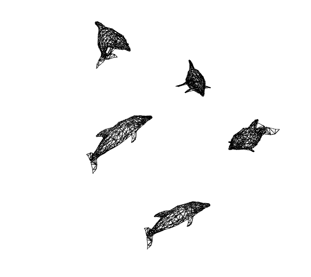 黑色海豚几何动物雕塑su模型_图1