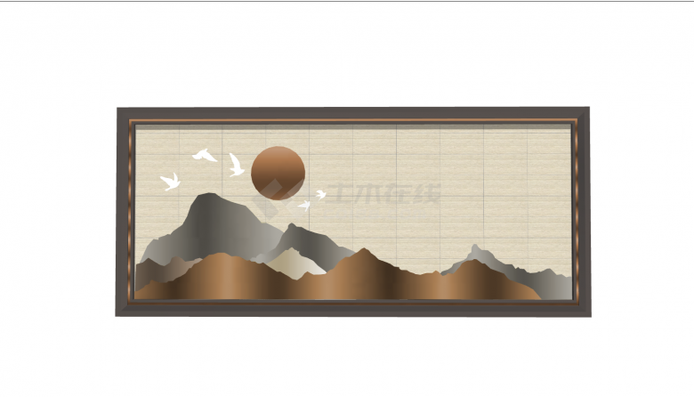 小型方型山水景观规划su模型-图二