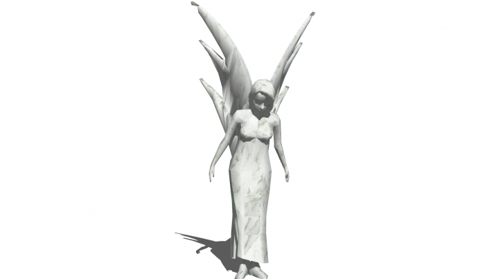 带翅膀女士石膏雕像su模型_图1