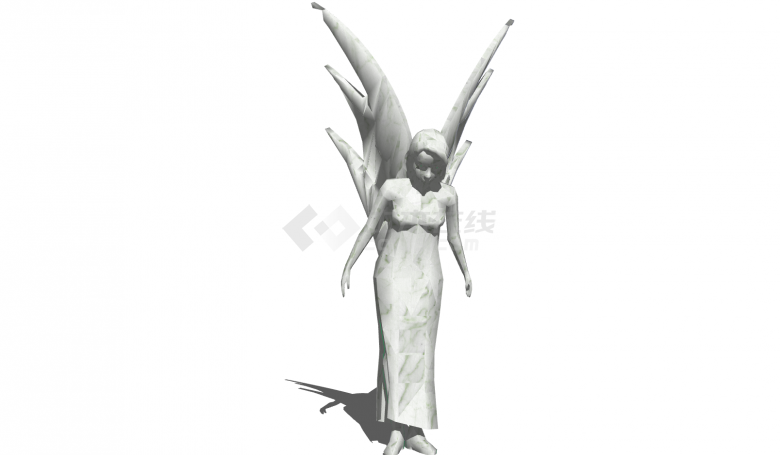 带翅膀女士石膏雕像su模型-图一