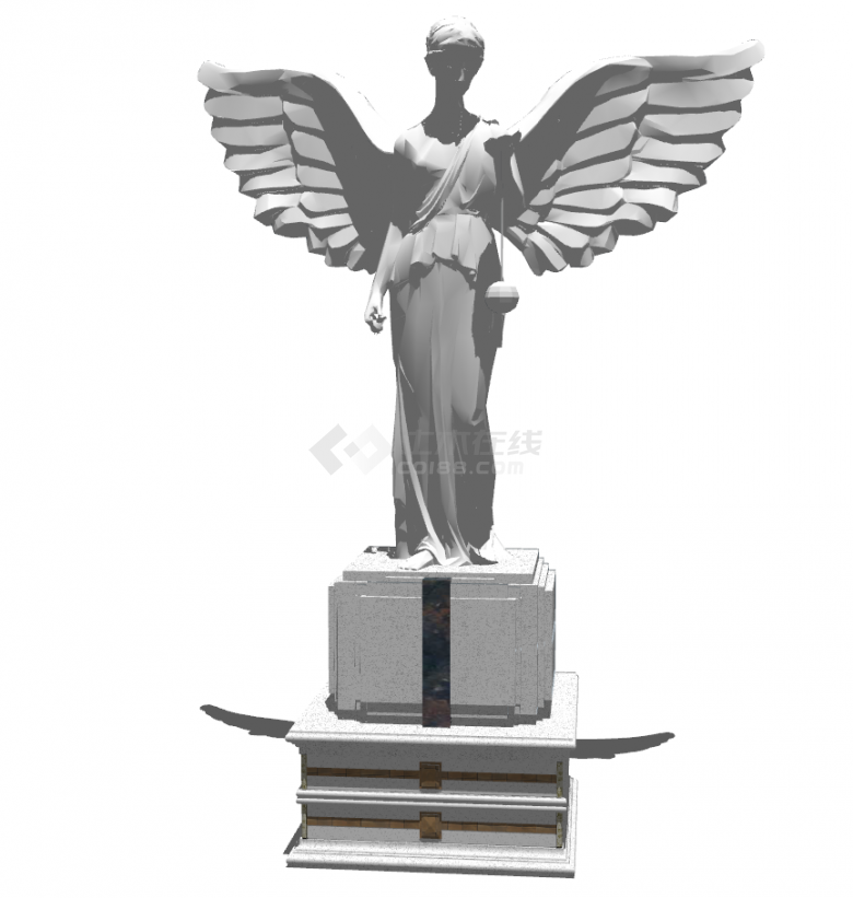 现代公园欧式人物天使石膏雕塑3Dsu模型-图二