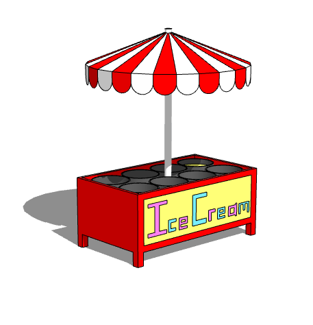 白红伞冰淇淋现代售卖亭SU模型-图二