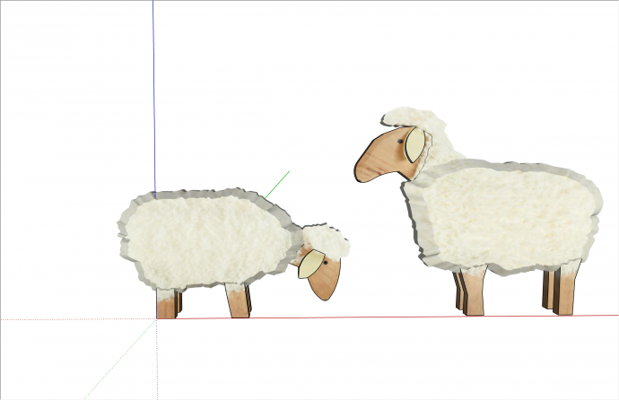 拼接木棍羊动物雕塑SU模型_图1