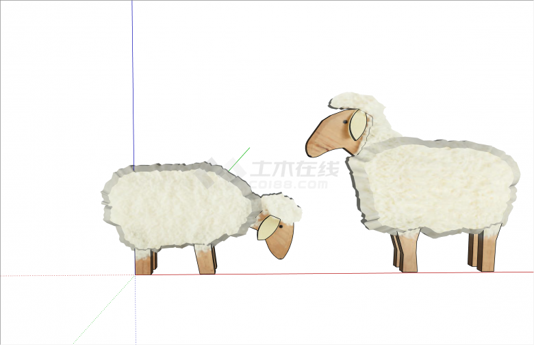 拼接木棍羊动物雕塑SU模型-图一