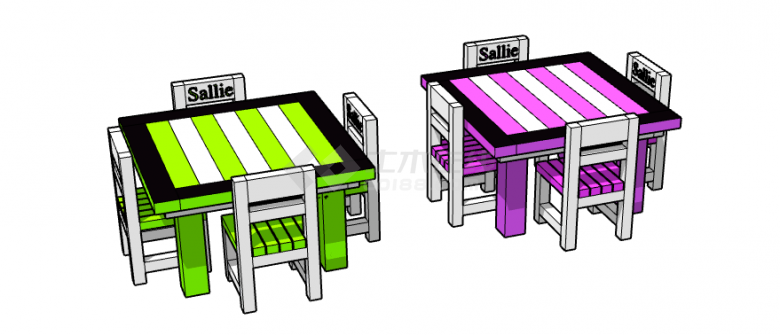 绿紫线条儿童家具座椅 su模型-图二