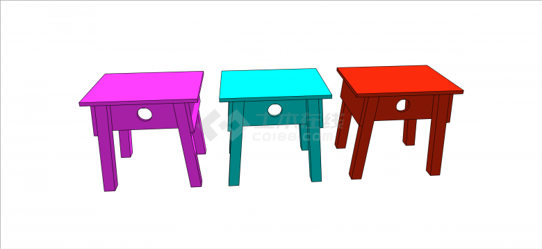 现代彩色儿童家具座椅su模型-图二