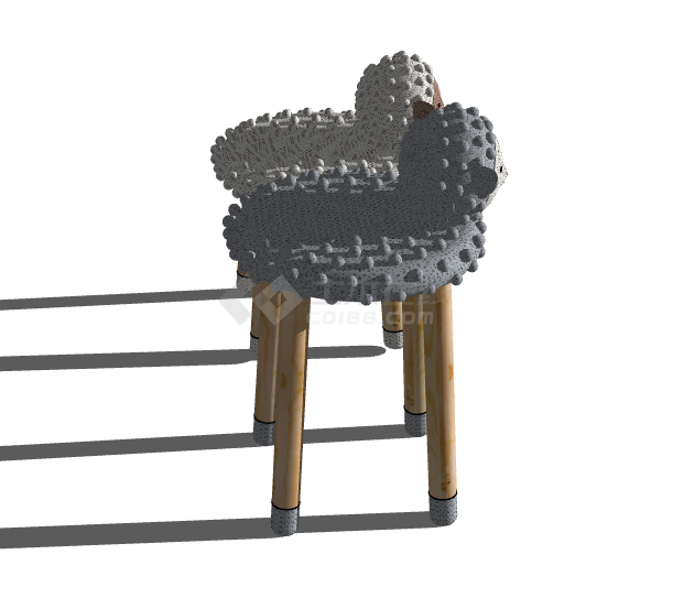黑白小羊儿童家具座椅su模型-图二