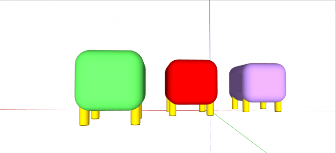 现代个性彩色长方体矮脚儿童家具座椅su模型_图1