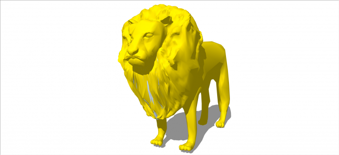 现代黄色站立的狮子su模型_图1