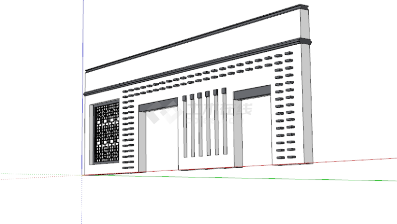 精致别致镂空中式组件景墙照壁su模型-图二