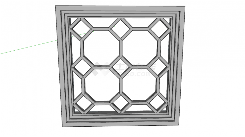 灰色几何形状中式组件花窗su模型-图二