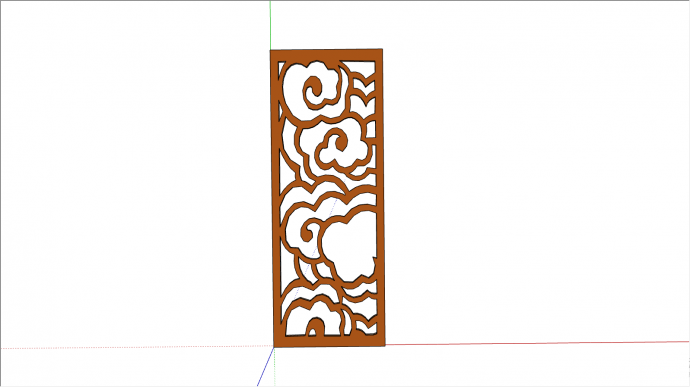 木制的中间镂空的中式组件屏风隔断su模型_图1