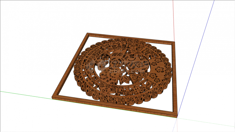 木制的镂空的中式组件花窗和纹理su模型-图二