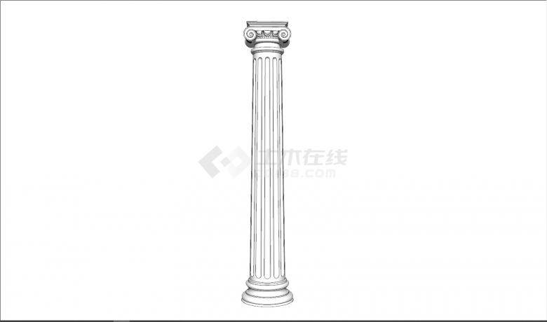 一个白色传统罗马柱su模型-图二