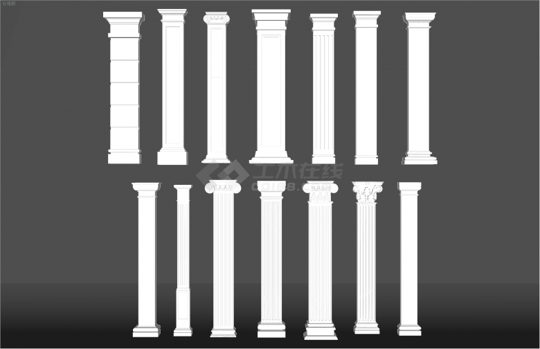 典雅多类型欧式罗马柱su模型-图一
