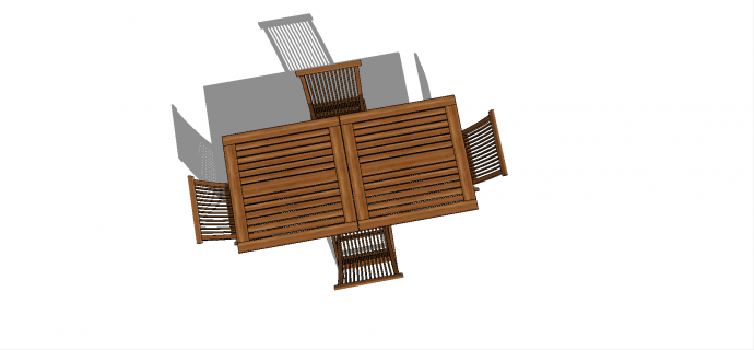 中式可折叠式长条木桌及四把折叠椅su模型_图1