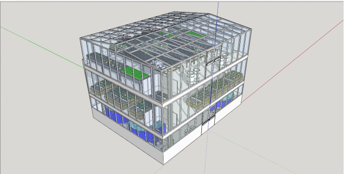 现代不锈钢透明花卉绿植养殖大棚su模型_图1