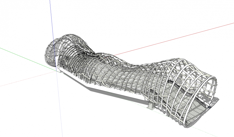 钢结构异形镂空虫洞造型人形天桥su模型-图二