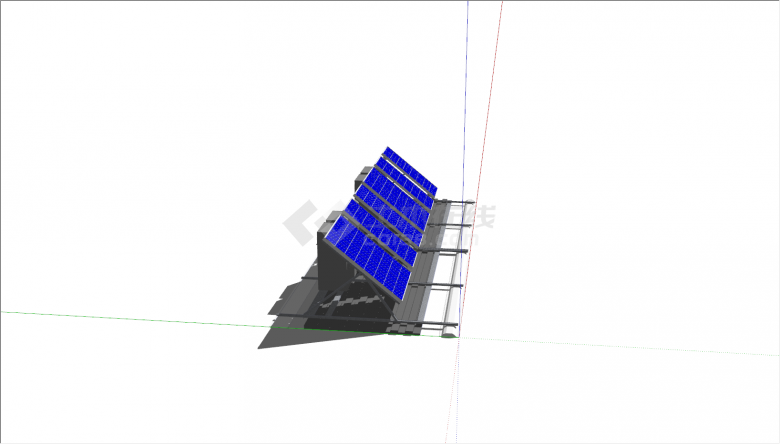 蓝色联排太阳能电池板su模型-图二