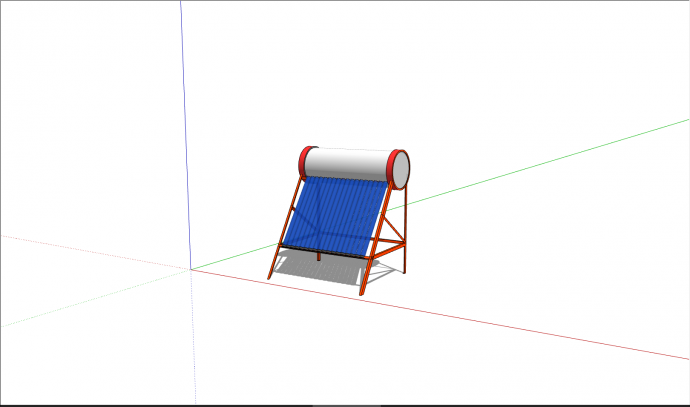 带红色支架带蓝色管的太阳能热水器su模型_图1