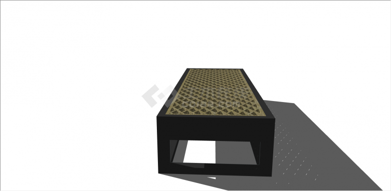 中式黑色系镂空花雕长凳座椅su模型-图二