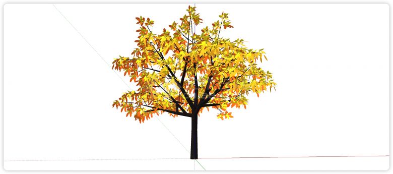 秋天金色3d有色叶树木su模型-图二
