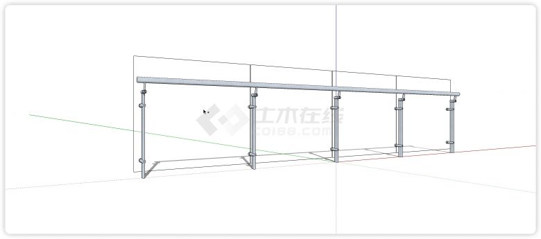 圆柱形扶手玻璃栏杆su模型-图一