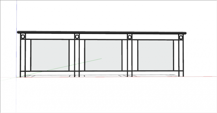现代简约的玻璃栏杆su模型_图1