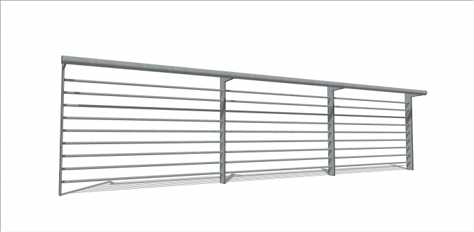 现代灰色系不锈钢钢丝栏杆su模型_图1
