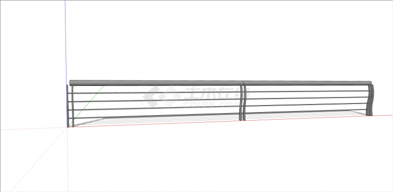 现代圆柱形叠层不锈钢钢丝栏杆 su模型-图一
