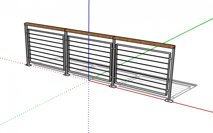 三个小型不锈钢钢丝栏杆su模型_图1